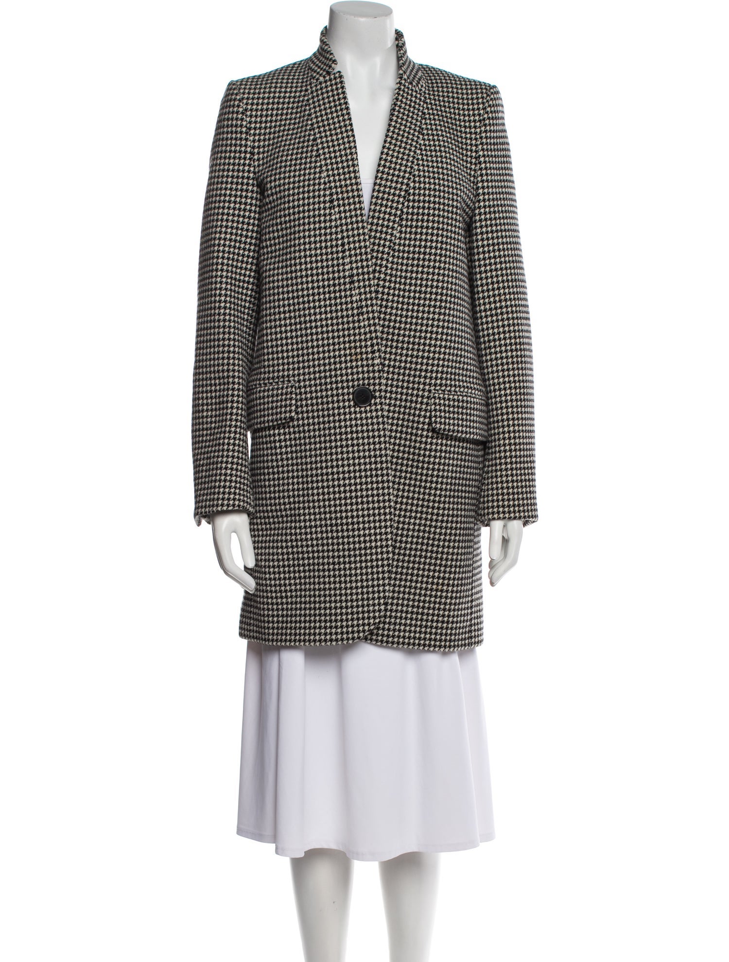Stella McCartney Wool Houndstooth Print Coat
