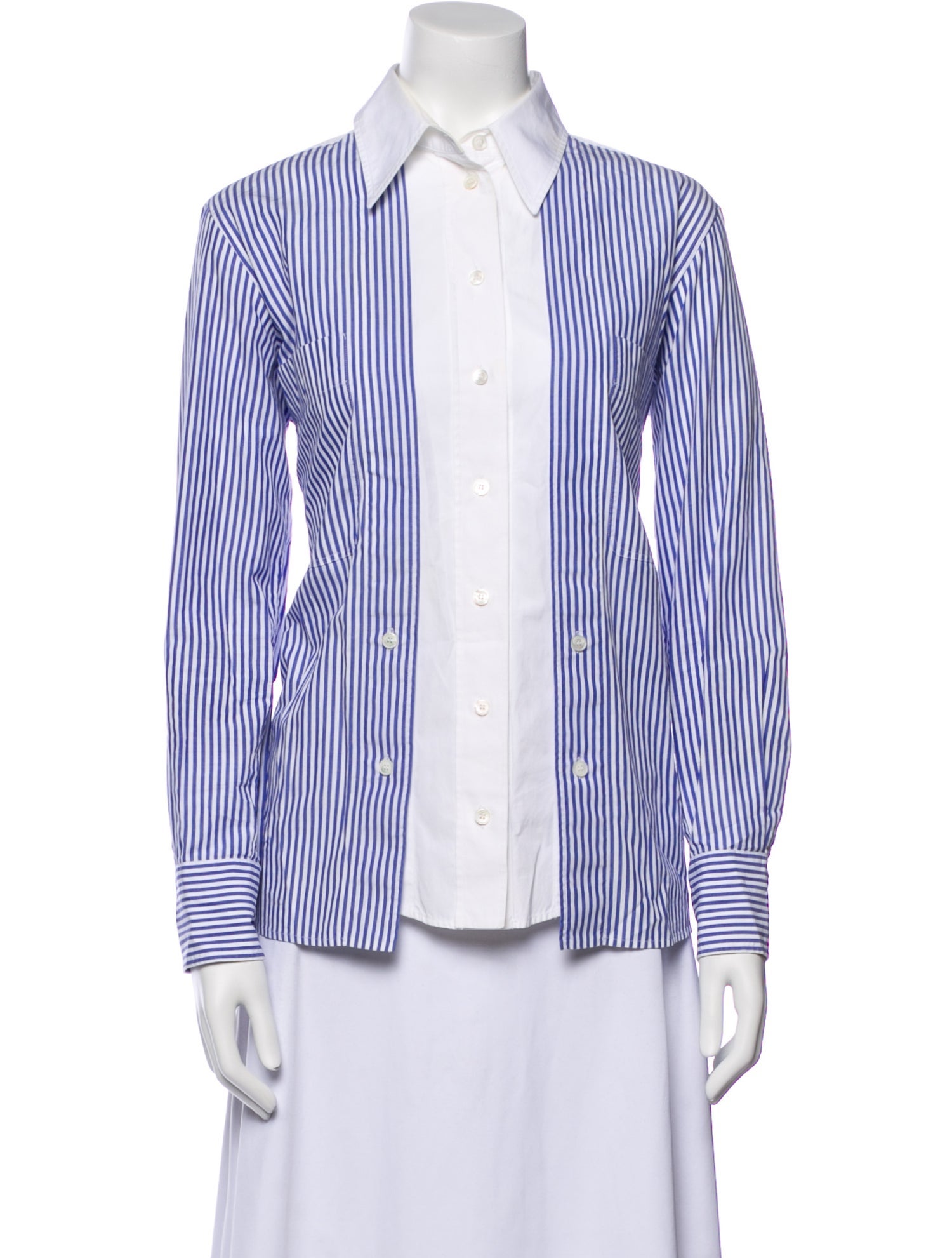 Stella McCartney Striped Long Sleeve Button-Up Top