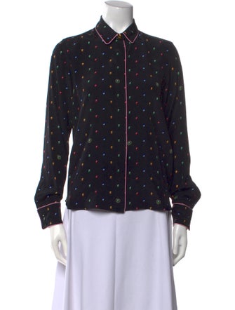 Stella McCartney Silk Polka Dot Print Button-Up Top
