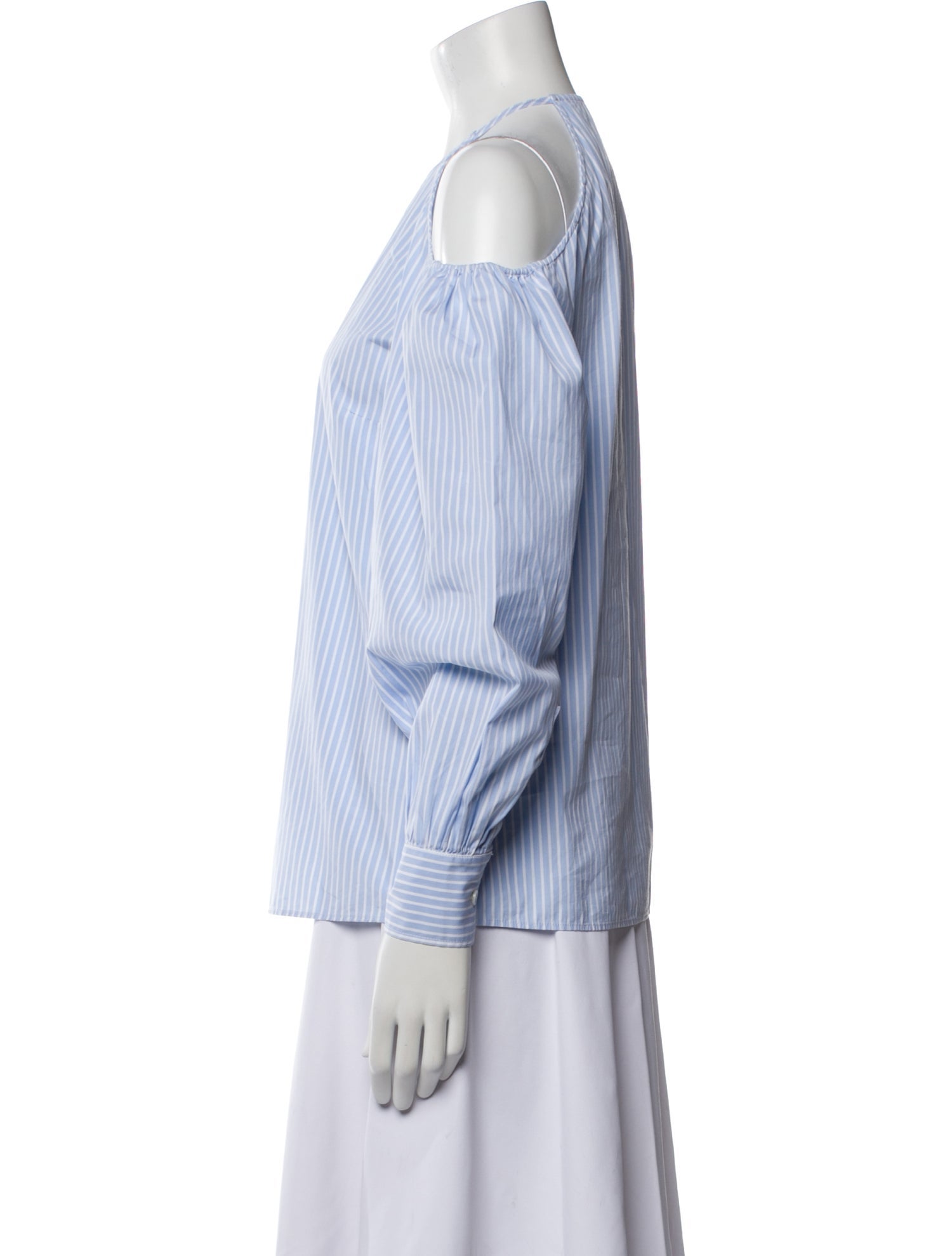 Stella McCartney Striped Mock Neck Button-Up Top