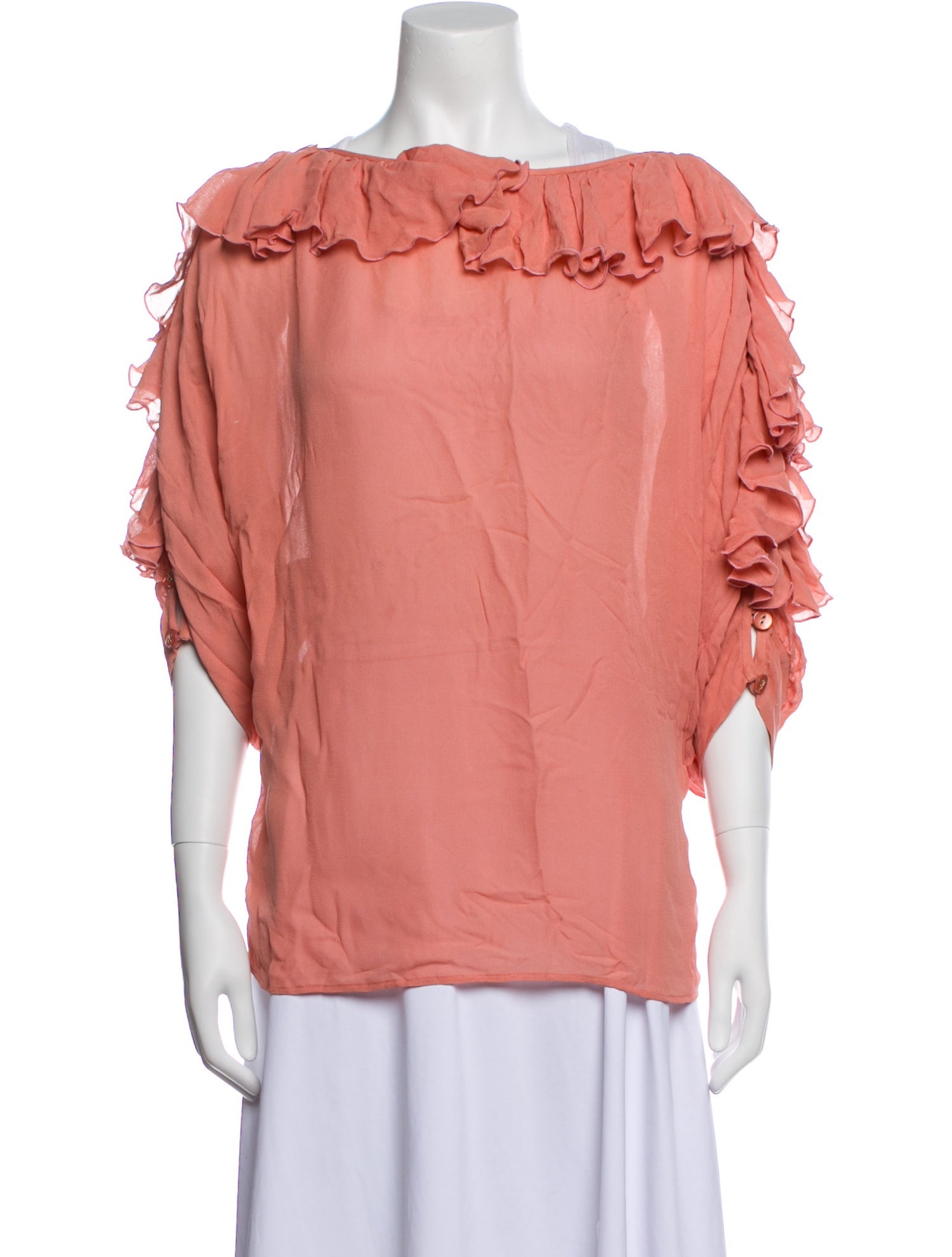 Stella McCartney Bateau Neckline Three-Quarter Sleeve Blouse