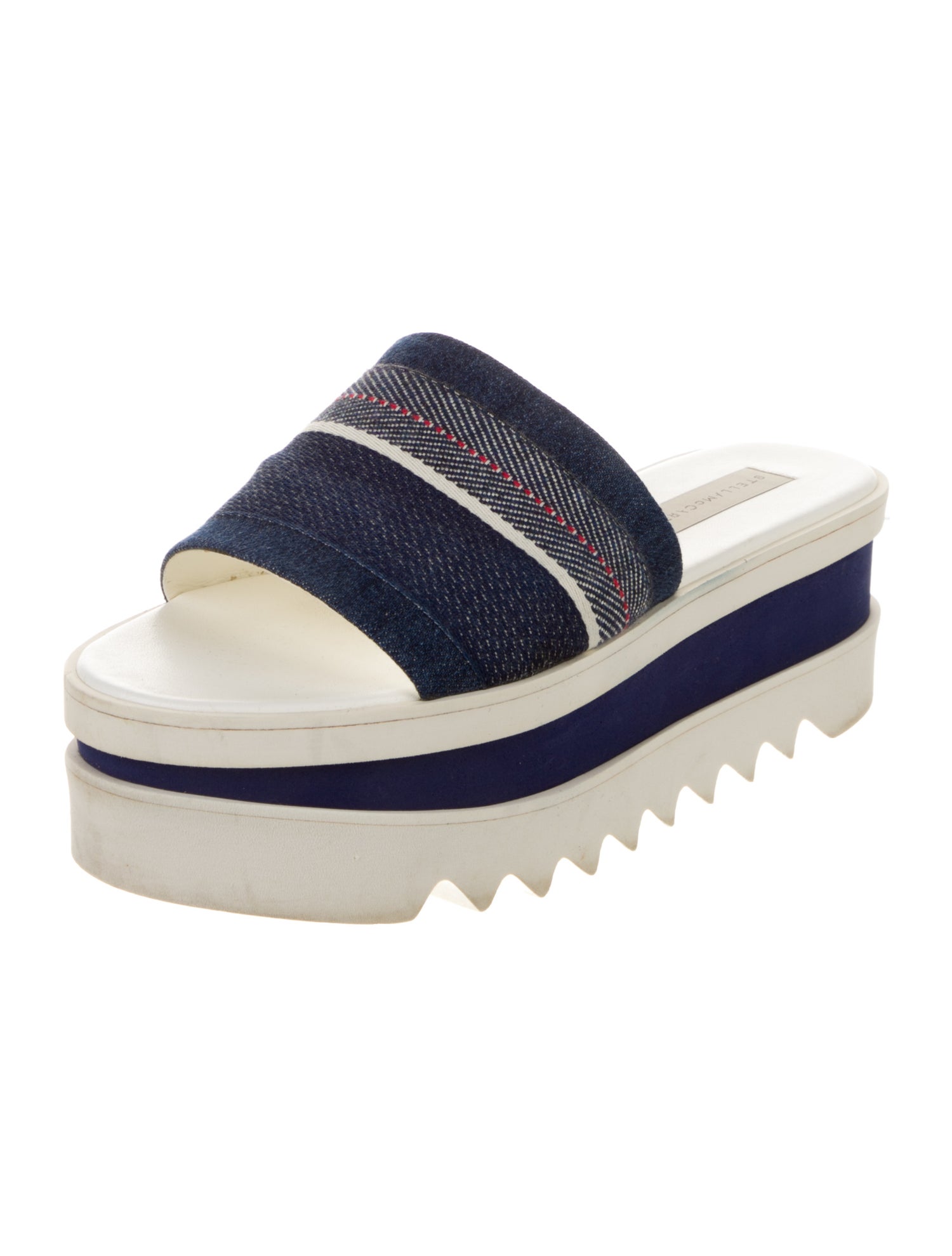 Stella McCartney Denim Colorblock Pattern Slides