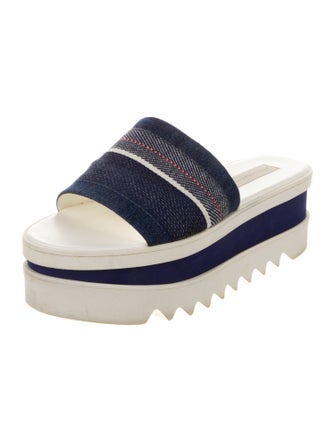 Stella McCartney Denim Colorblock Pattern Slides