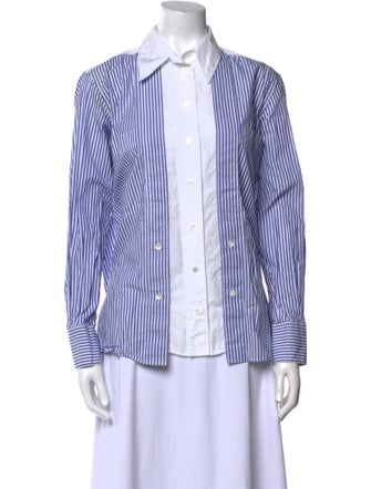 Stella McCartney Striped Long Sleeve Button-Up Top