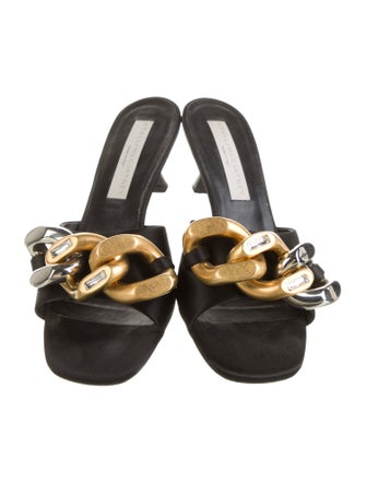 Stella McCartney Vegan Leather Chain-Link Accents Slides