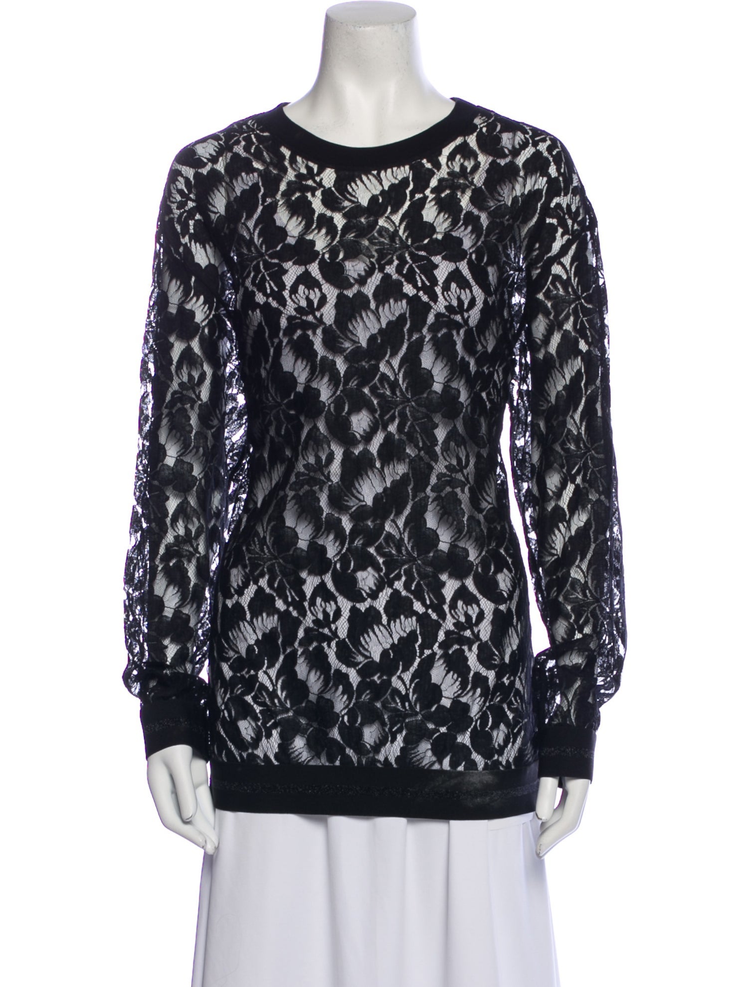 Stella McCartney Lace Pattern Scoop Neck Sweatshirt