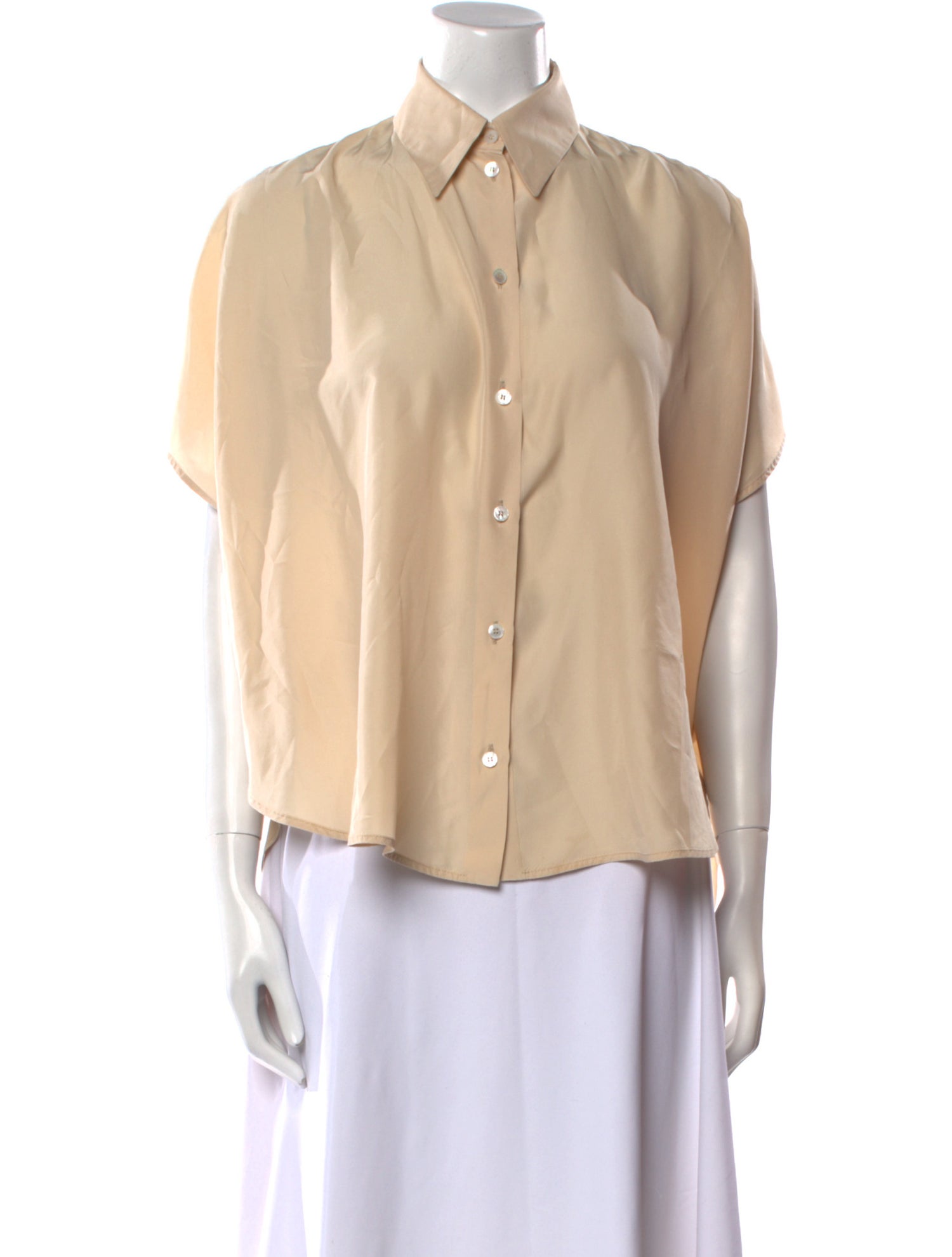 Stella McCartney Silk Short Sleeve Button-Up Top