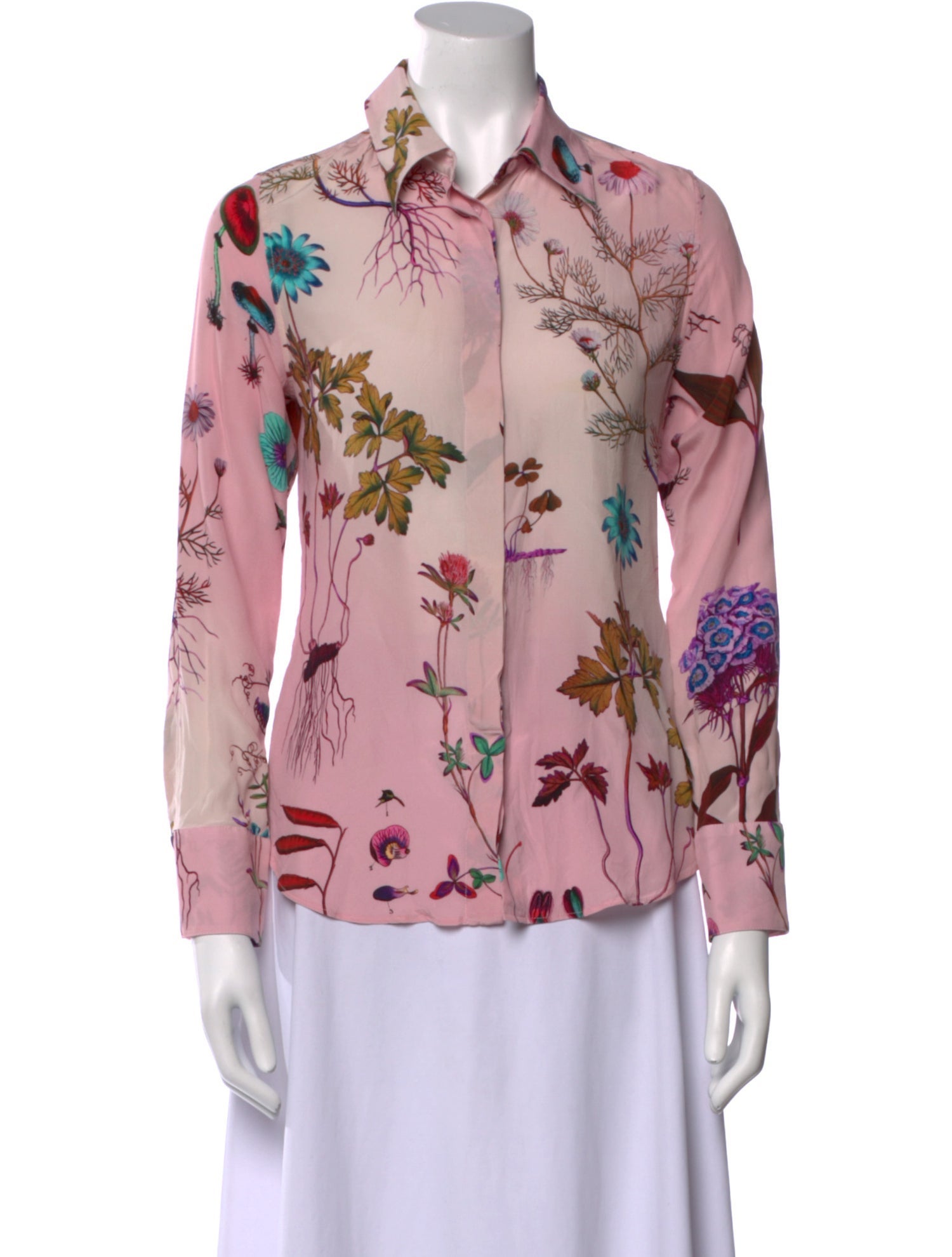 Stella McCartney Silk Floral Print Button-Up Top