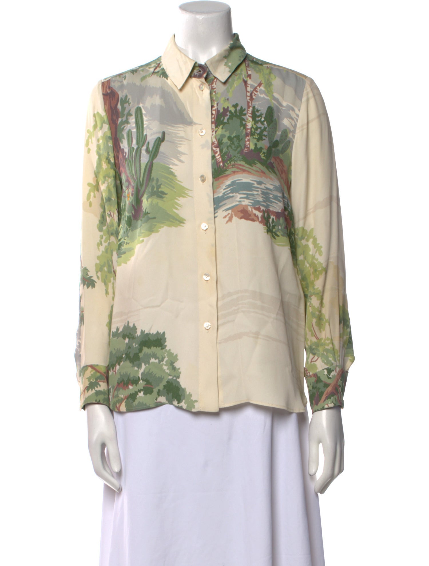 Stella McCartney Printed Long Sleeve Button-Up Top