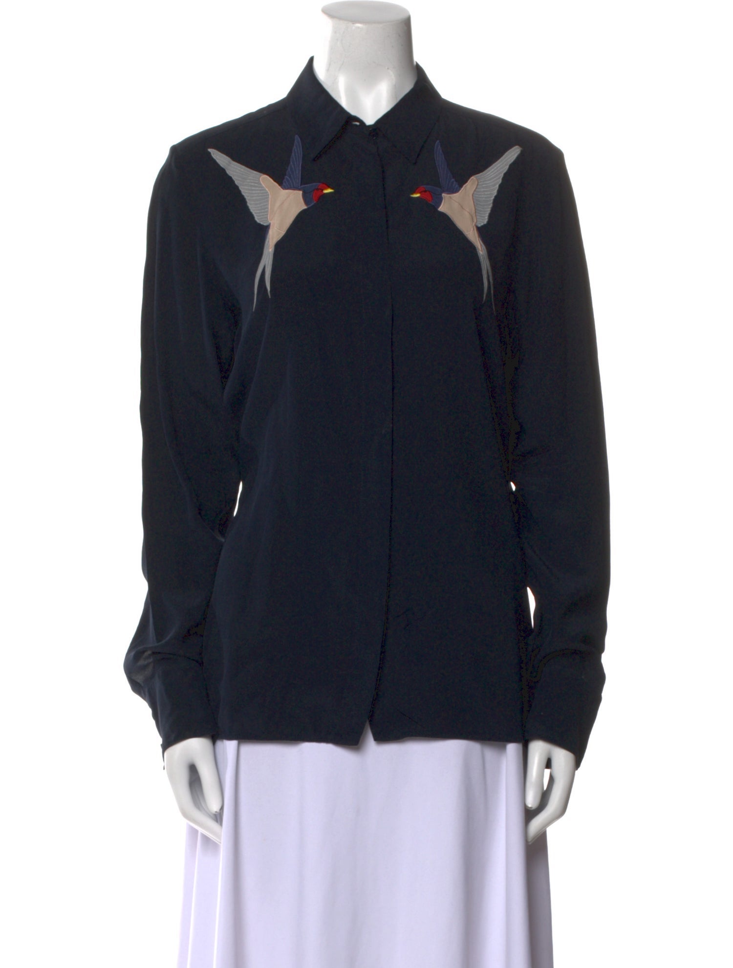 Stella McCartney Silk Long Sleeve Button-Up Top