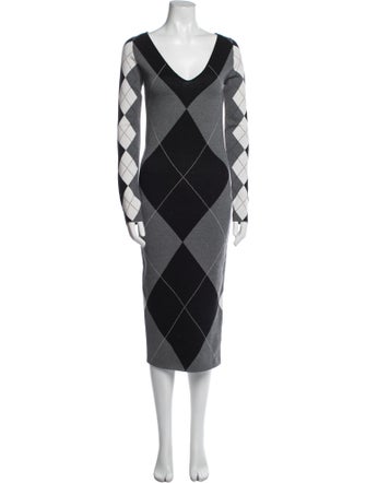Stella McCartney Plaid Print Midi Length Dress