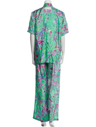 Stella McCartney Silk Floral Print Pant Set