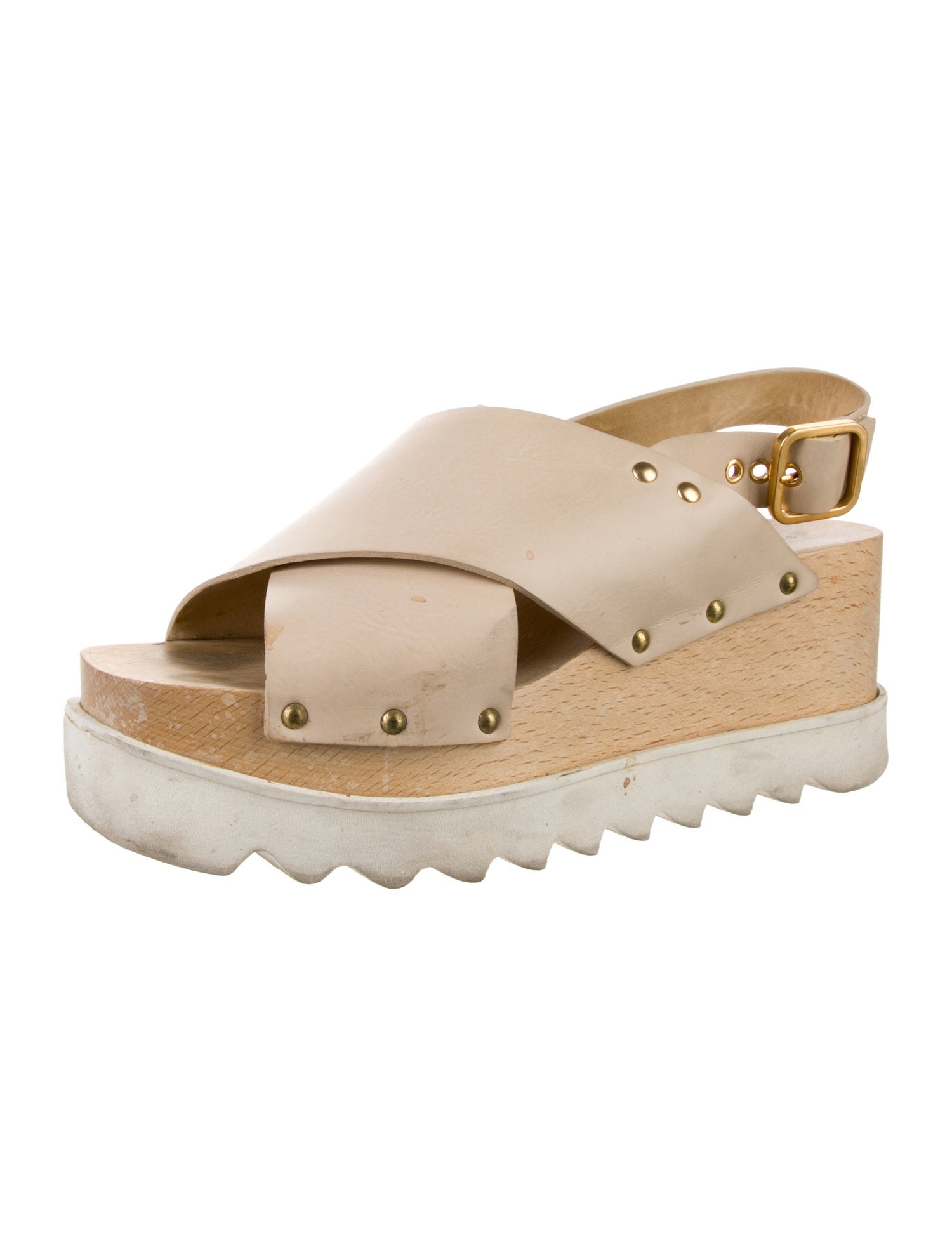 Stella McCartney Leather Studded Accents Slingback Sandals