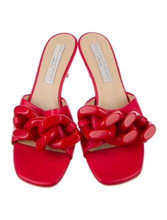 Stella McCartney Vegan Leather Chain-Link Accents Slides
