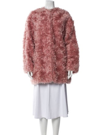 Stella McCartney Mohair Colorblock Pattern Faux Fur Jacket