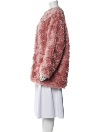 Stella McCartney Mohair Colorblock Pattern Faux Fur Jacket