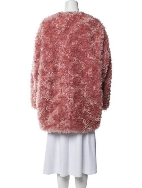 Stella McCartney Mohair Colorblock Pattern Faux Fur Jacket
