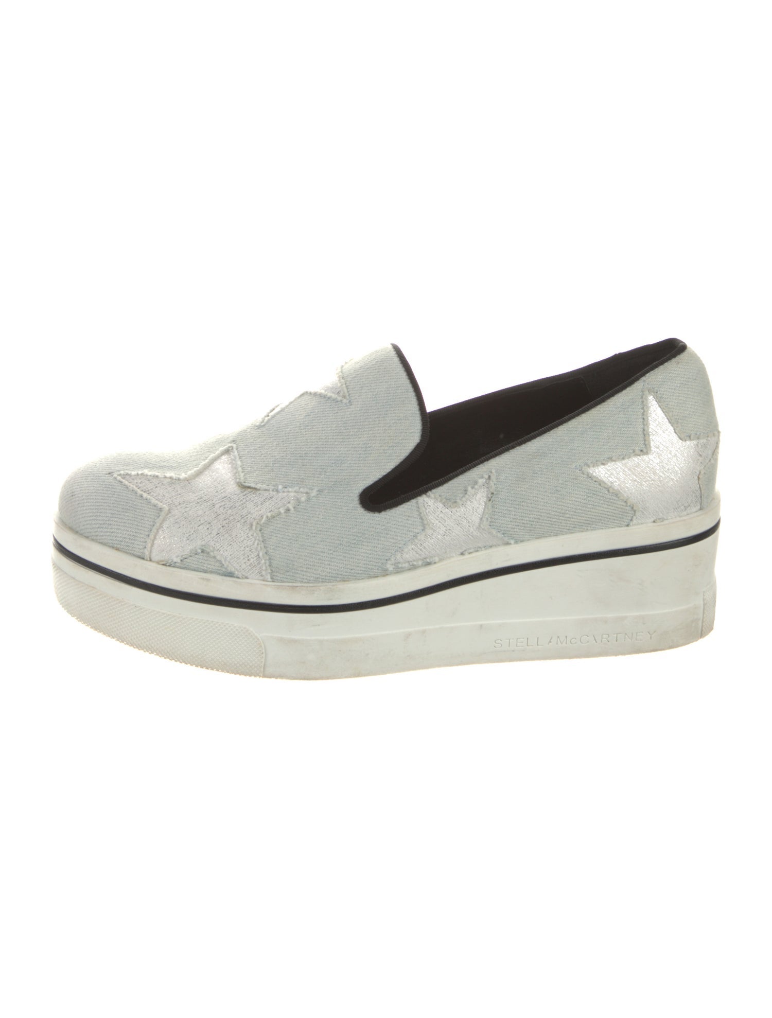 Stella McCartney Denim Glitter Accents Loafer Sneakers