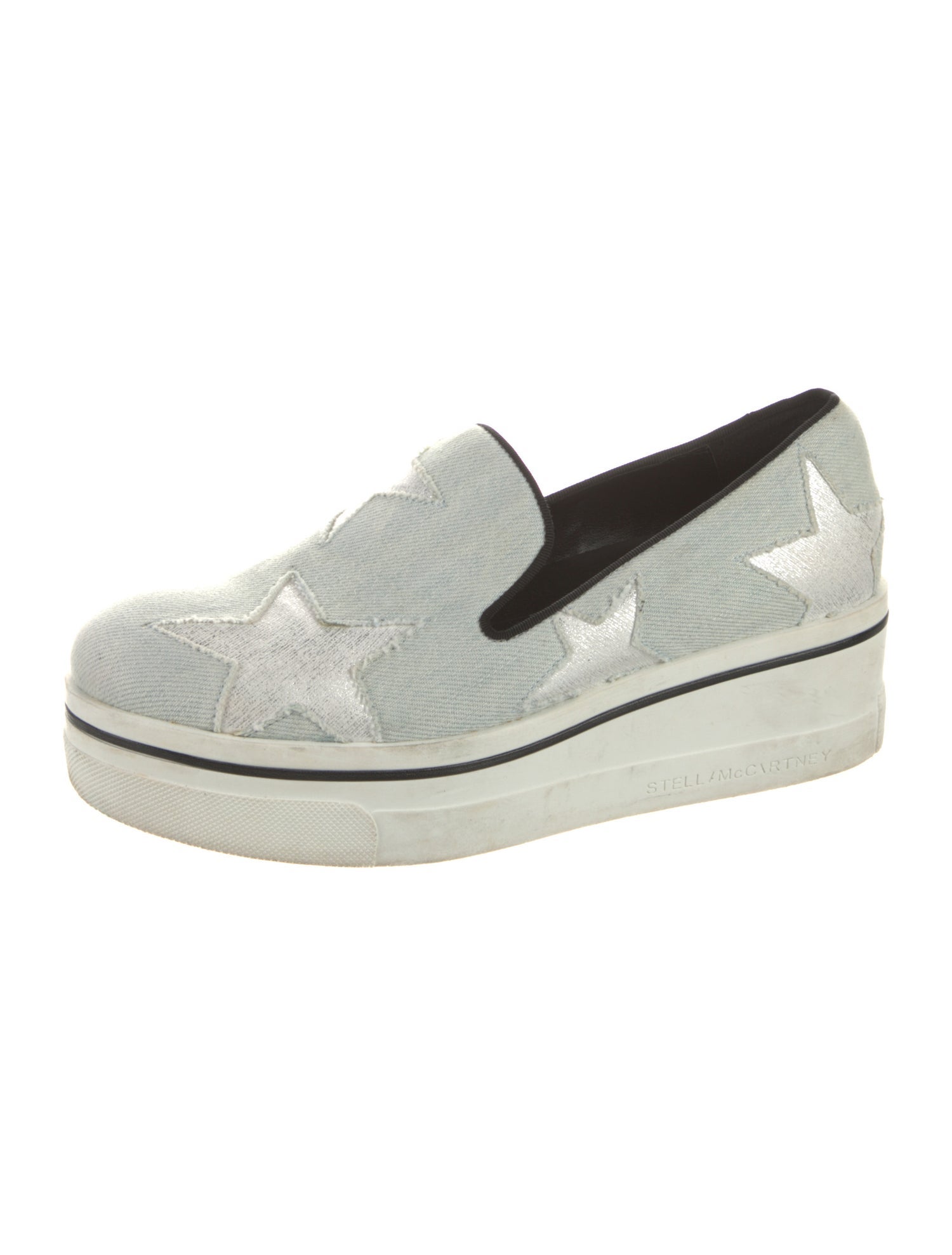 Stella McCartney Denim Glitter Accents Loafer Sneakers
