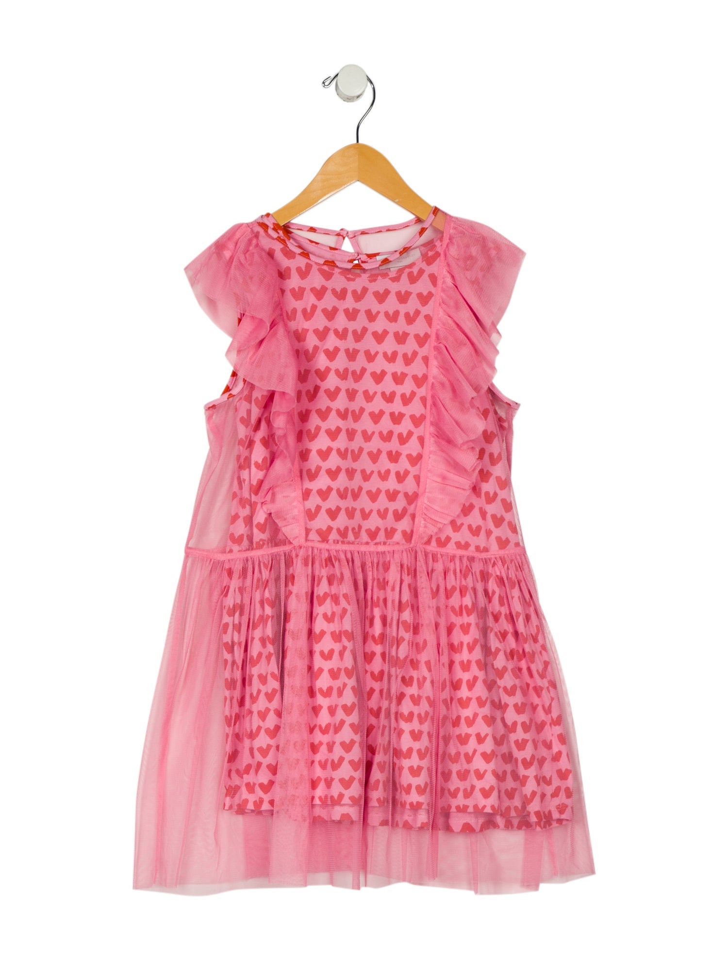 Stella McCartney Girls Mesh Ruffle Sleeveless Dress