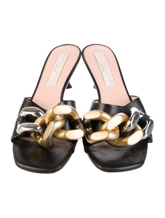 Stella McCartney Vegan Leather Chain-Link Accents Slides
