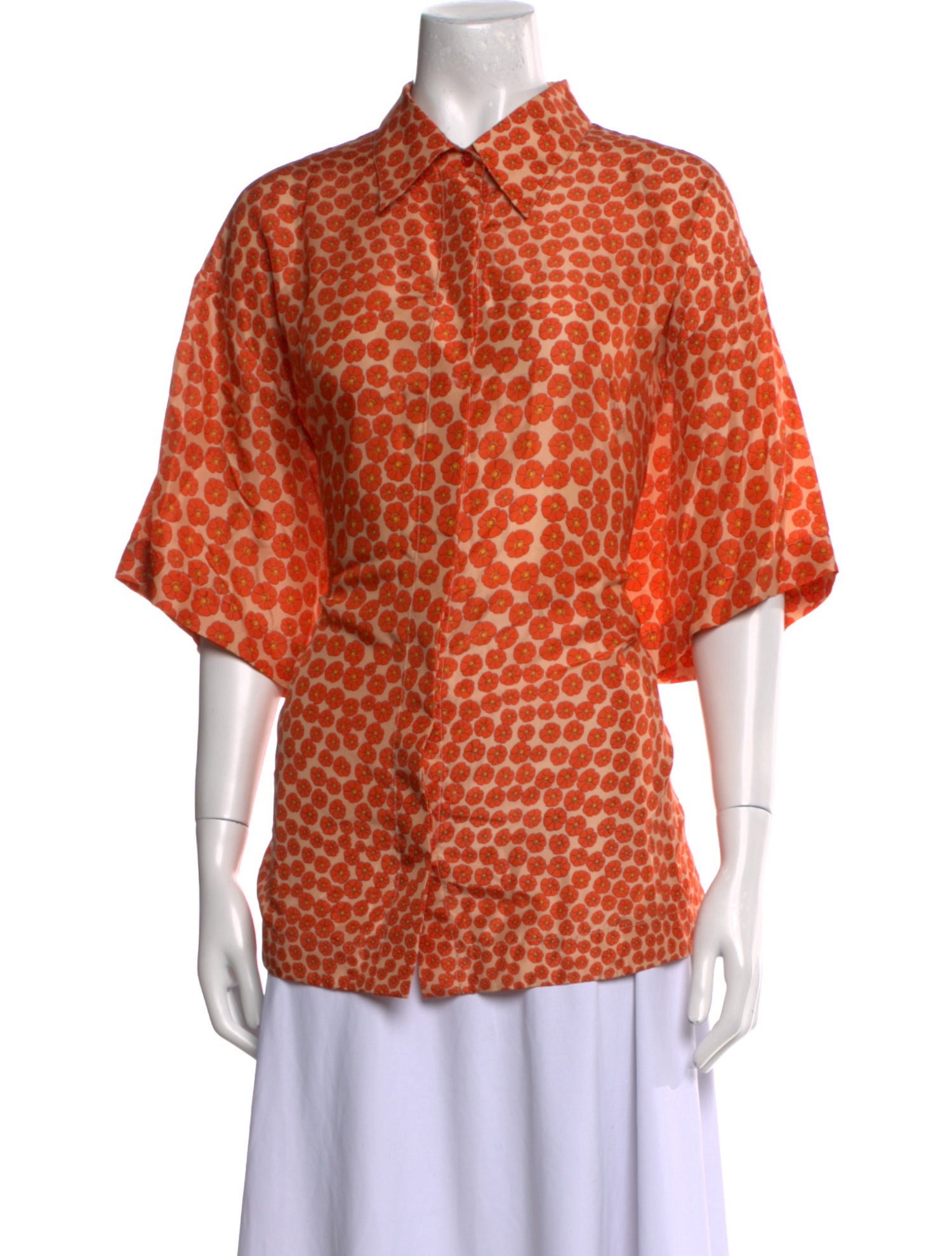 Stella McCartney Silk Floral Print Button-Up Top