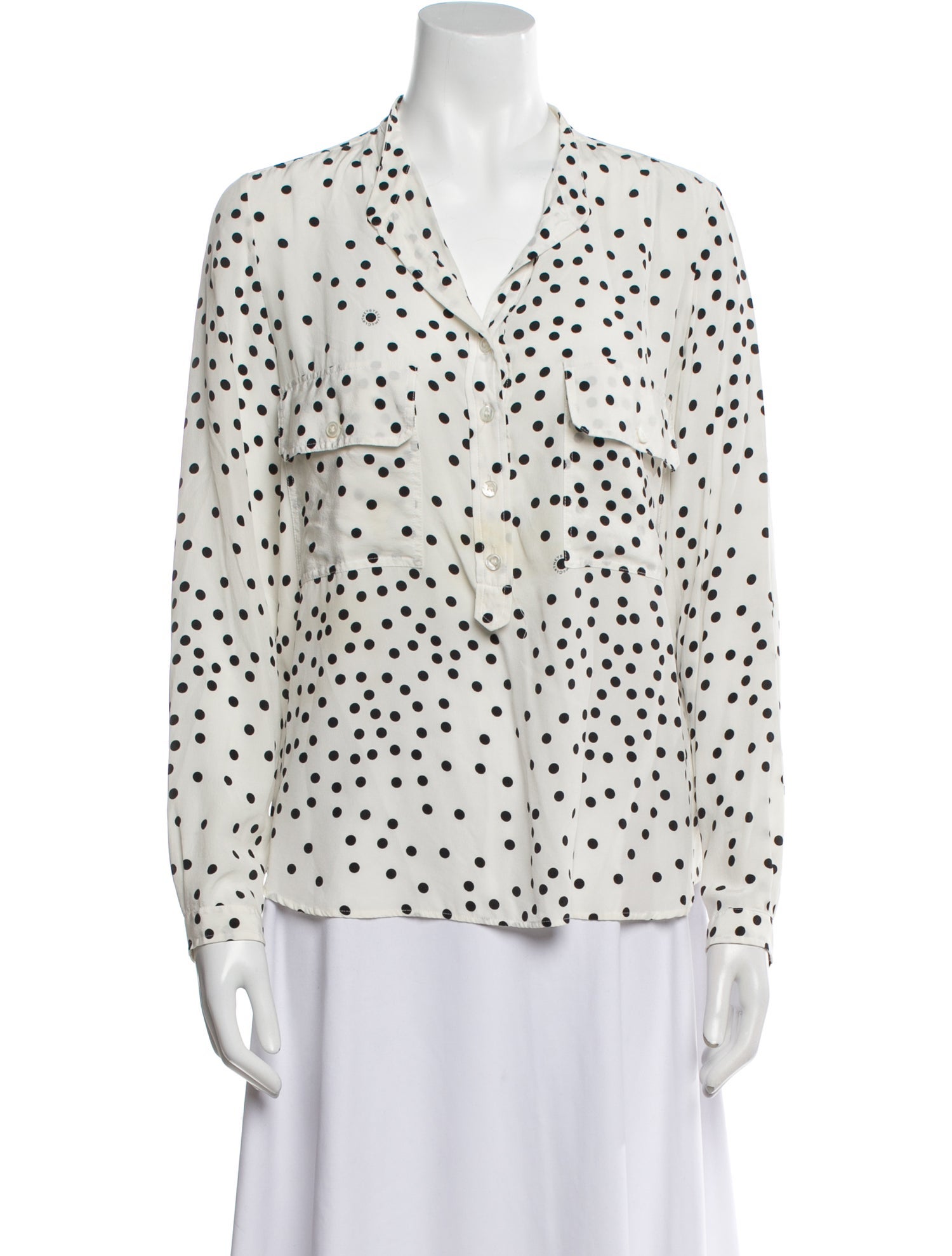 Stella McCartney Silk Polka Dot Print Button-Up Top