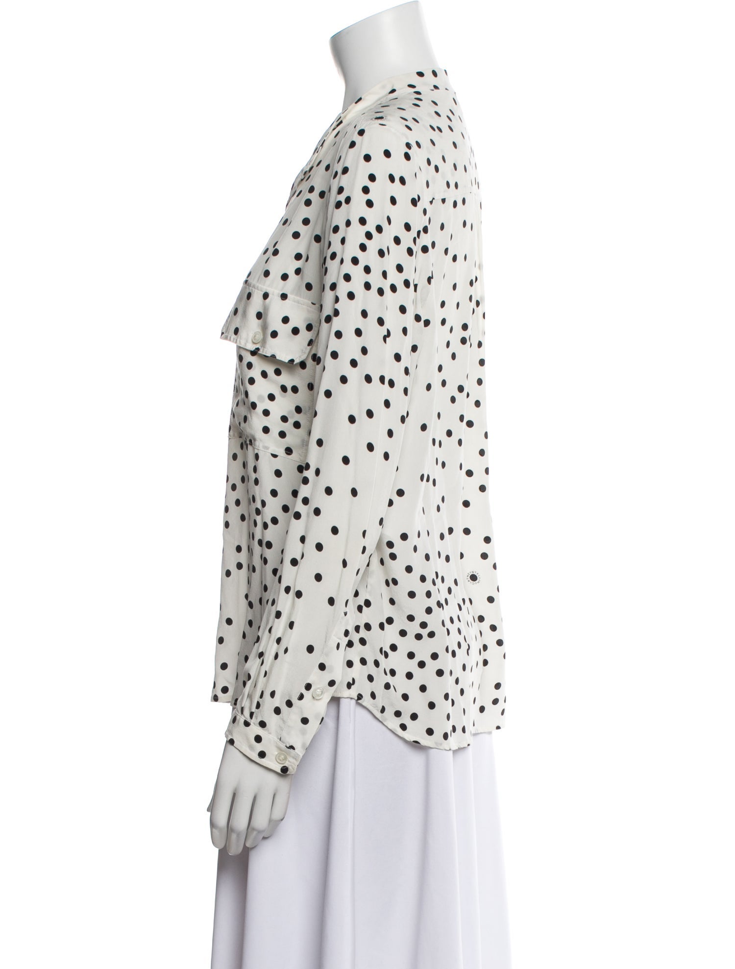 Stella McCartney Silk Polka Dot Print Button-Up Top