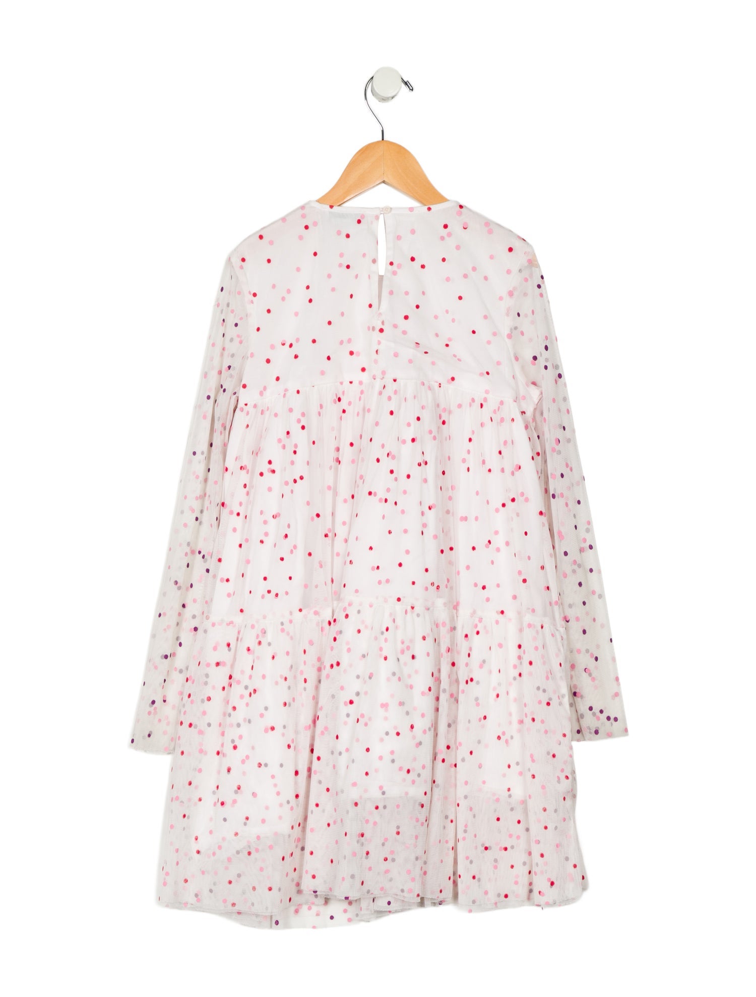 Stella McCartney Girls Mesh Polka Dot Long Sleeve Dress