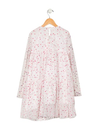 Stella McCartney Girls Mesh Polka Dot Long Sleeve Dress