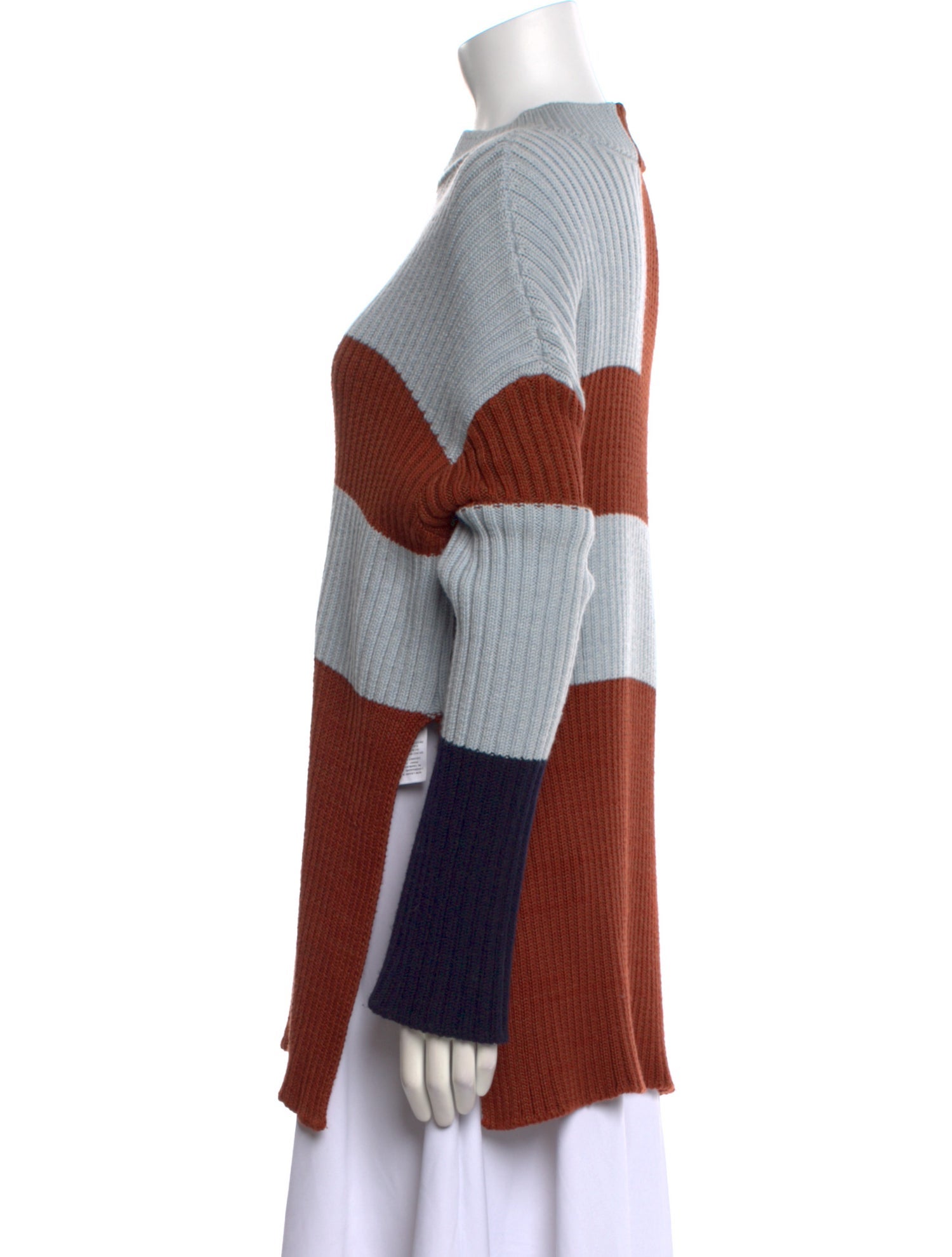 Stella McCartney Colorblock Pattern Mock Neck Sweater