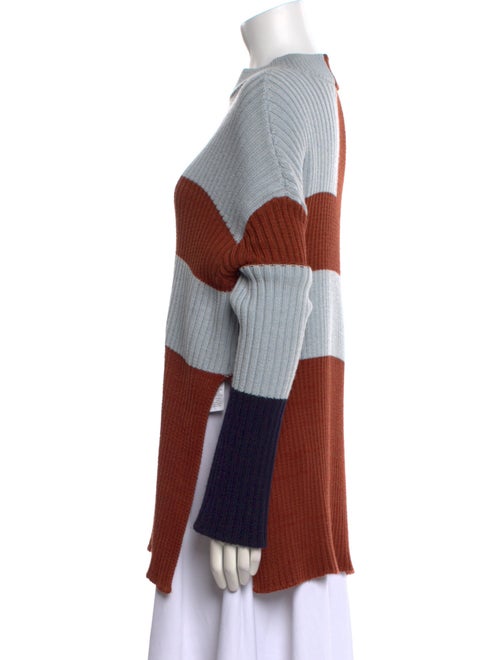 Stella McCartney Colorblock Pattern Mock Neck Sweater