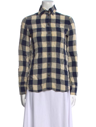Stella McCartney Plaid Print Long Sleeve Button-Up Top