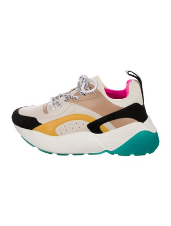 Stella McCartney Leather Colorblock Pattern Chunky Sneakers