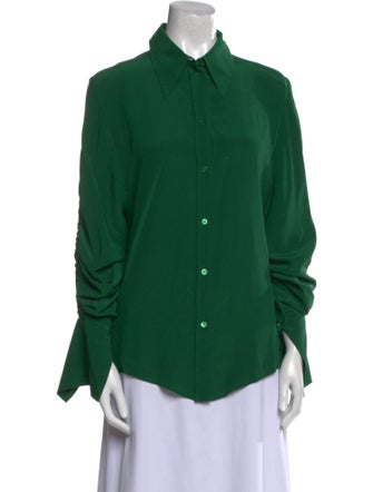 Stella McCartney Silk Long Sleeve Button-Up Top