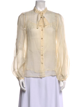 Stella McCartney Silk Long Sleeve Button-Up Top