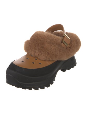 Stella McCartney Vegan Leather Faux Fur Trim Slingback Flats