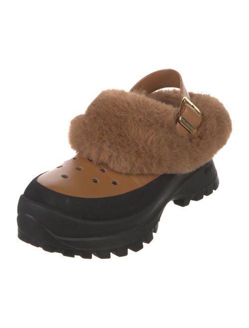 Stella McCartney Vegan Leather Faux Fur Trim Slingback Flats