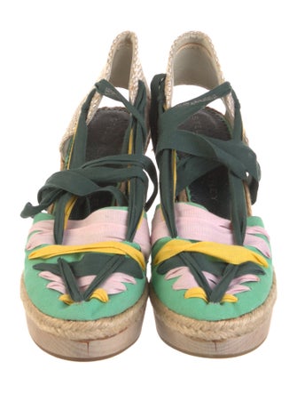 Stella McCartney Canvas Colorblock Pattern Slingback Pumps