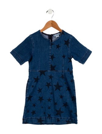 Stella McCartney Girls' Patterned Short Sleeve Denim Dress