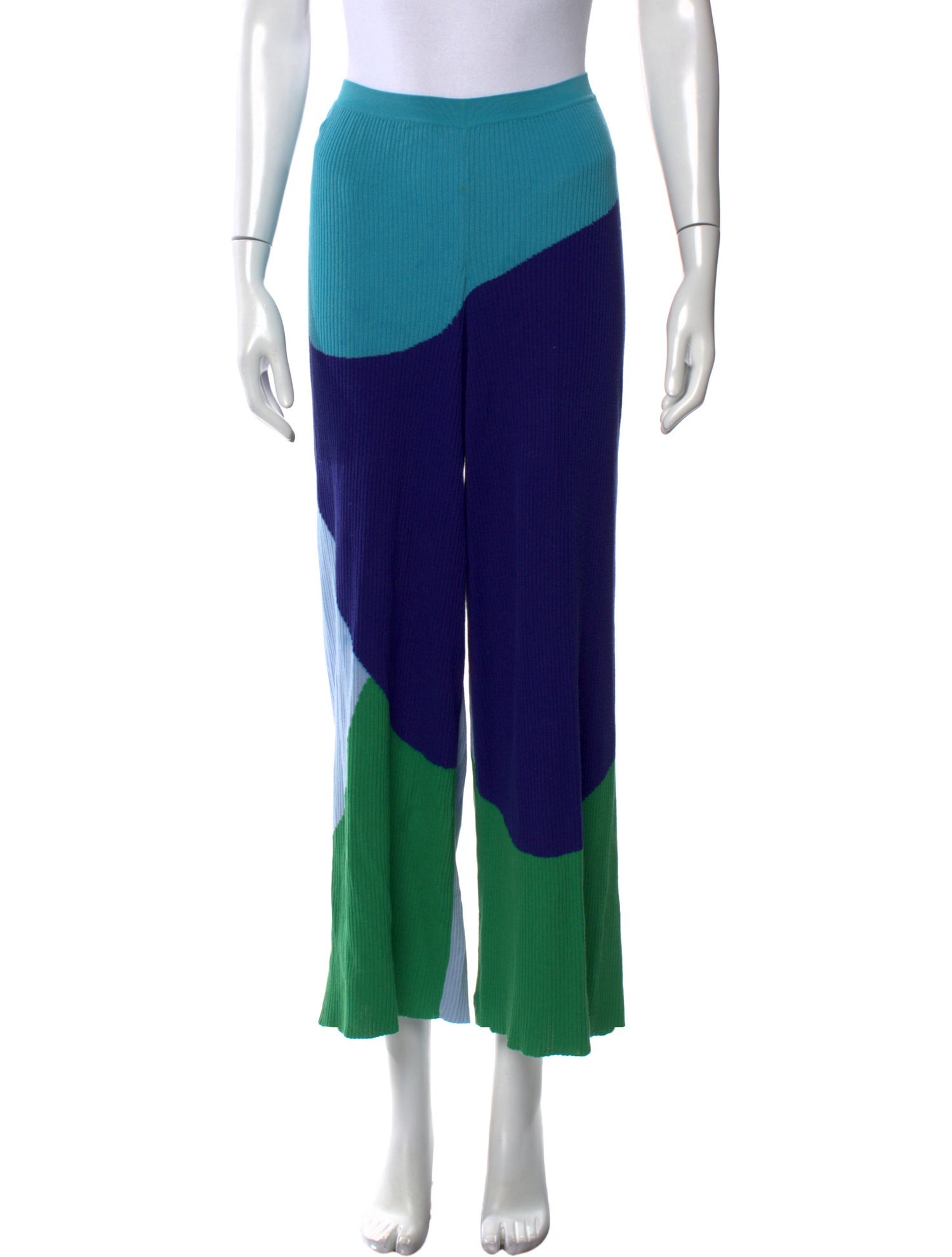 Stella McCartney Colorblock Pattern Wide Leg Pants