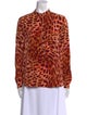 Stella McCartney Animal Print Mock Neck Button-Up Top