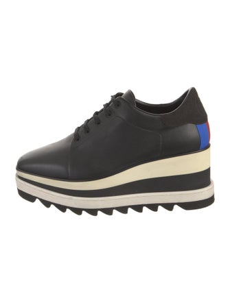 Stella McCartney Leather Colorblock Pattern Wedge Sneakers