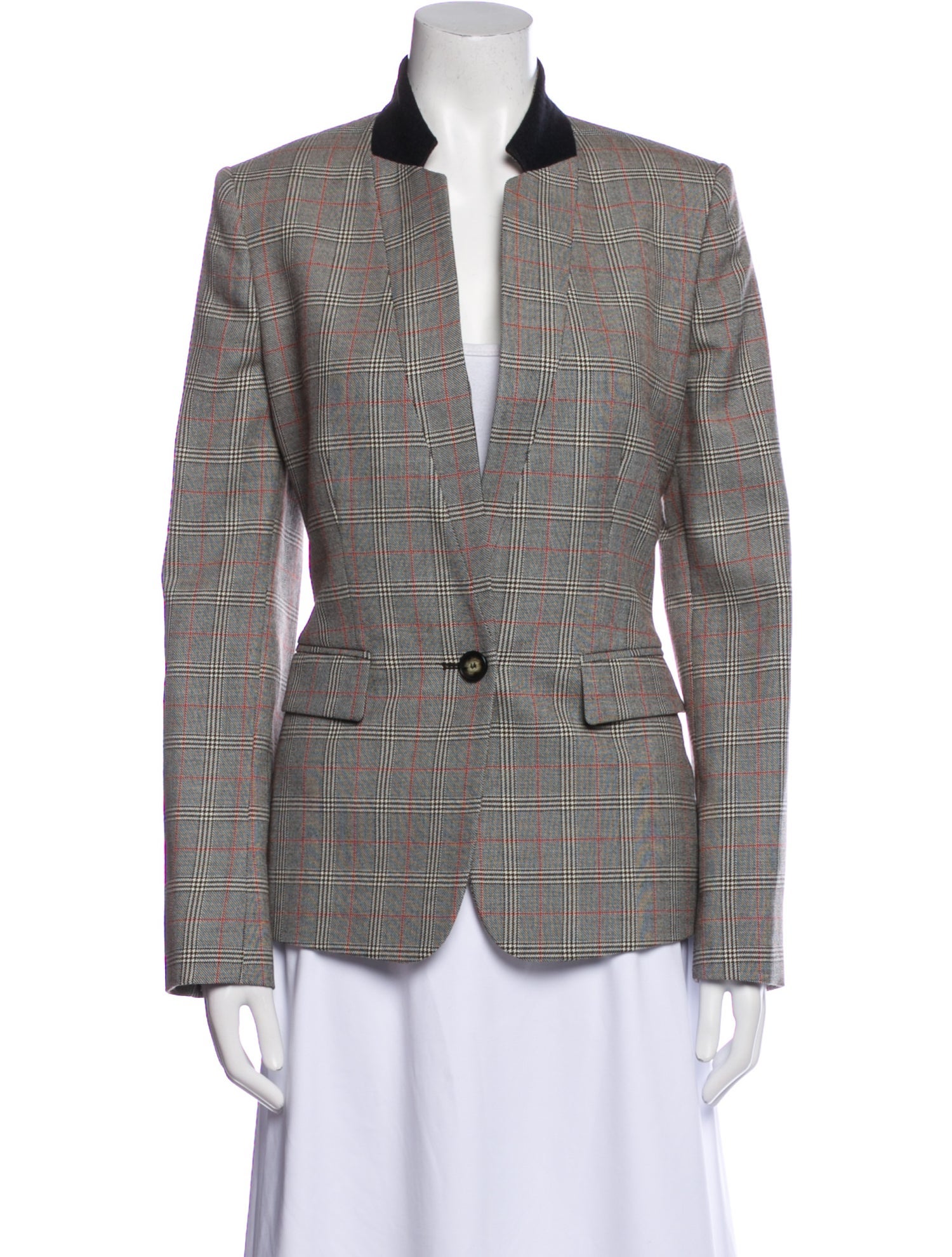 Stella McCartney Wool Plaid Print Blazer