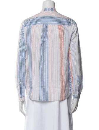 Stella McCartney Striped Mock Neck Button-Up Top