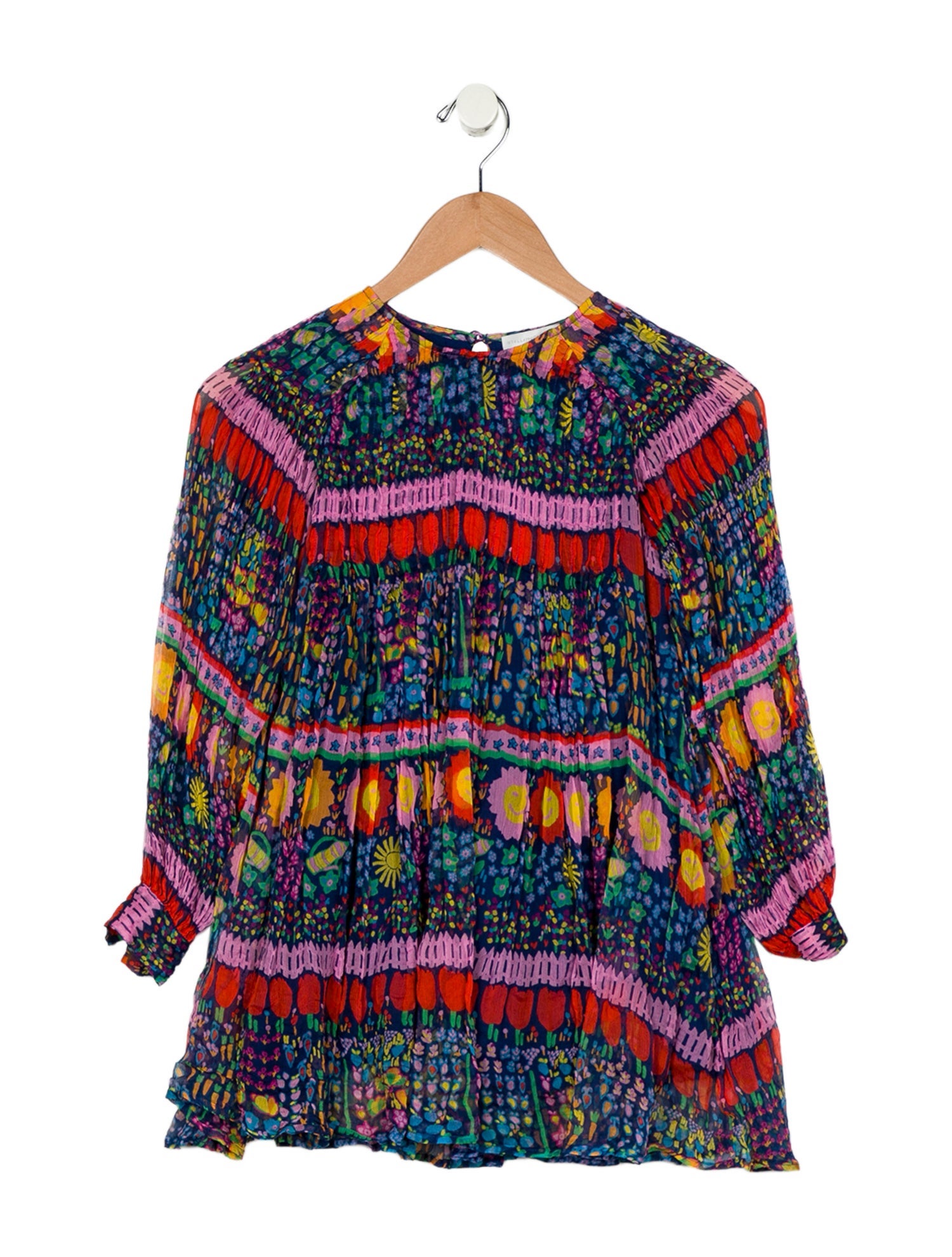 Stella McCartney Long Sleeve Silk Ruffle Dress