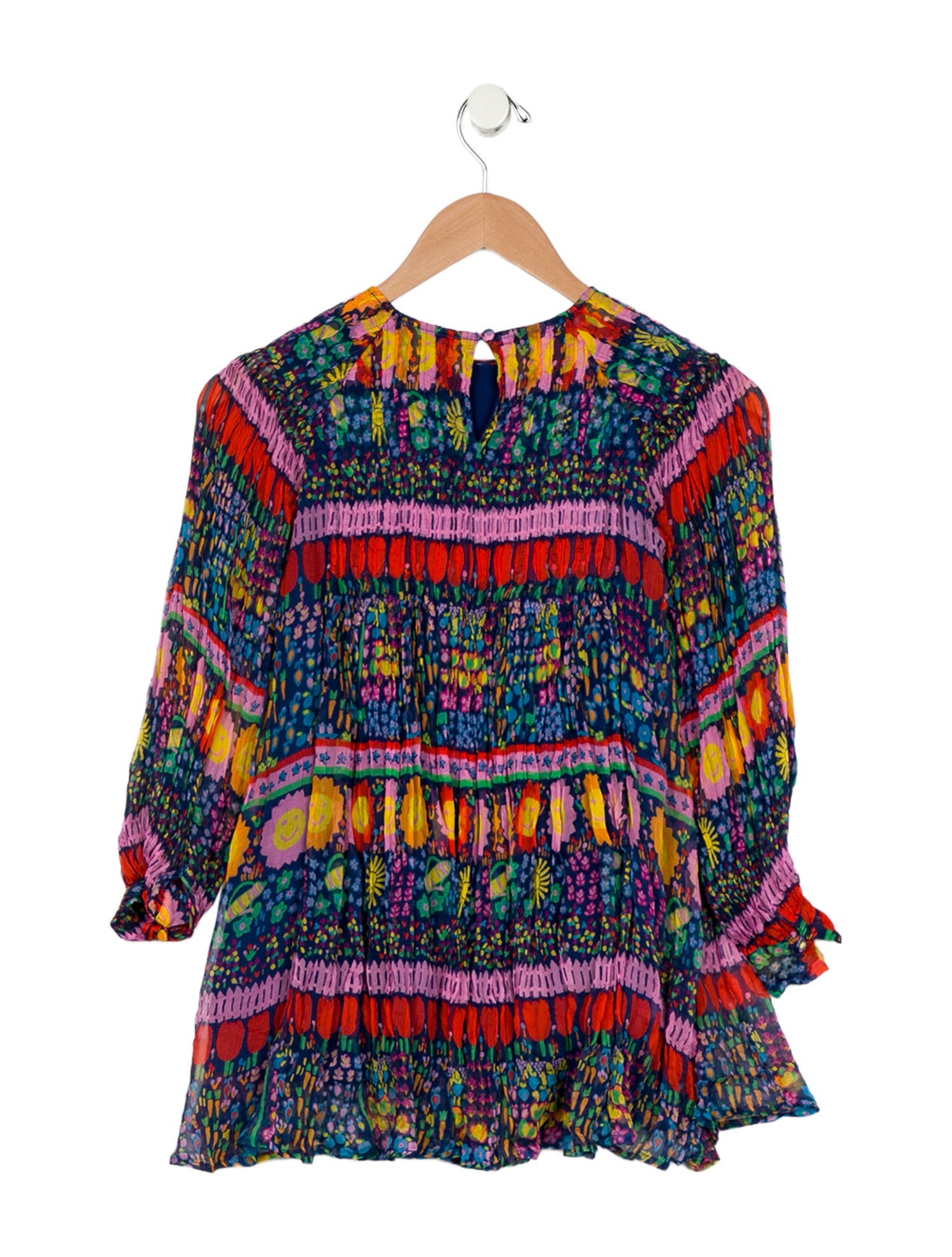 Stella McCartney Long Sleeve Silk Ruffle Dress