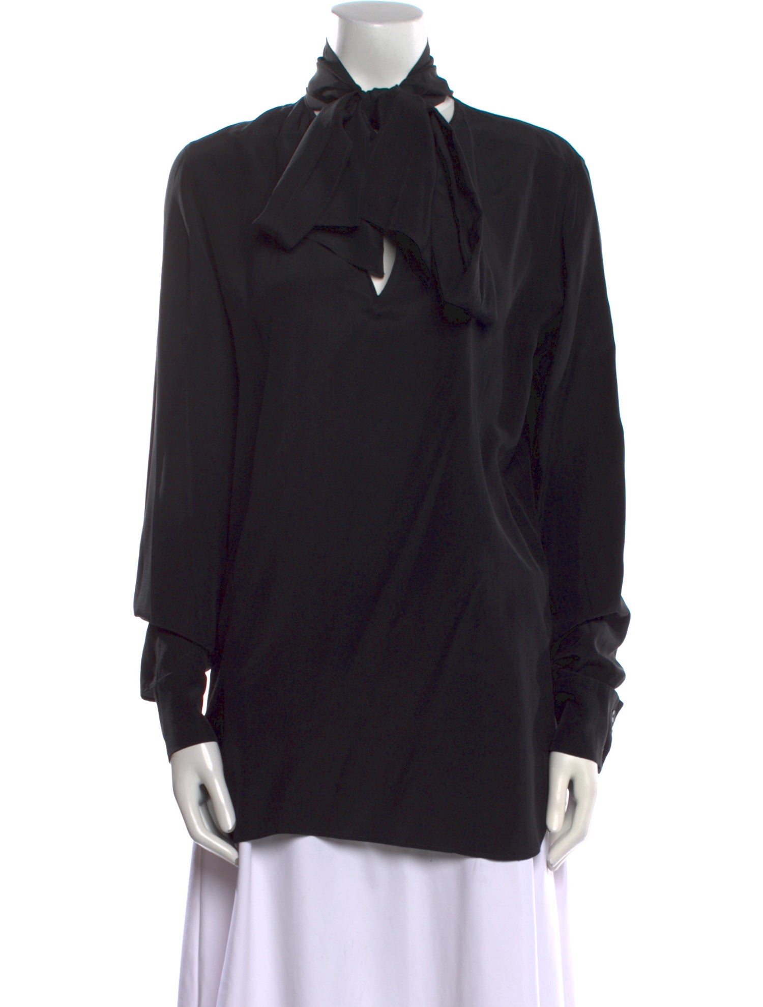 Stella McCartney Silk Tie Neck Button-Up Top