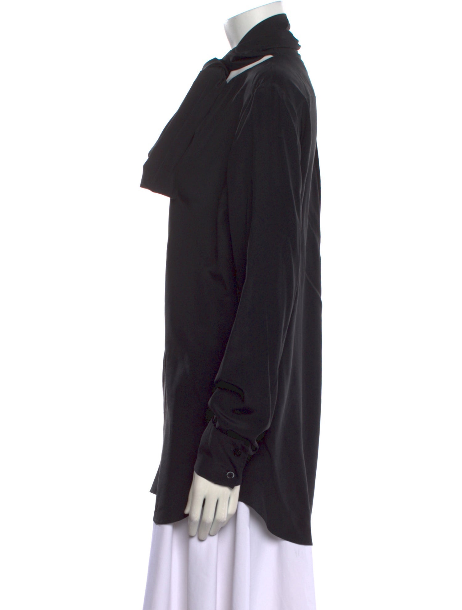 Stella McCartney Silk Tie Neck Button-Up Top