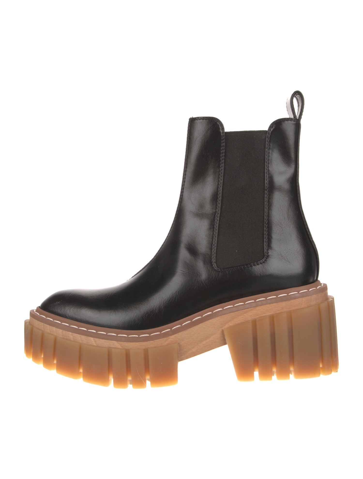 Stella McCartney Vegan Leather Whipstitch Trim Chelsea Boots